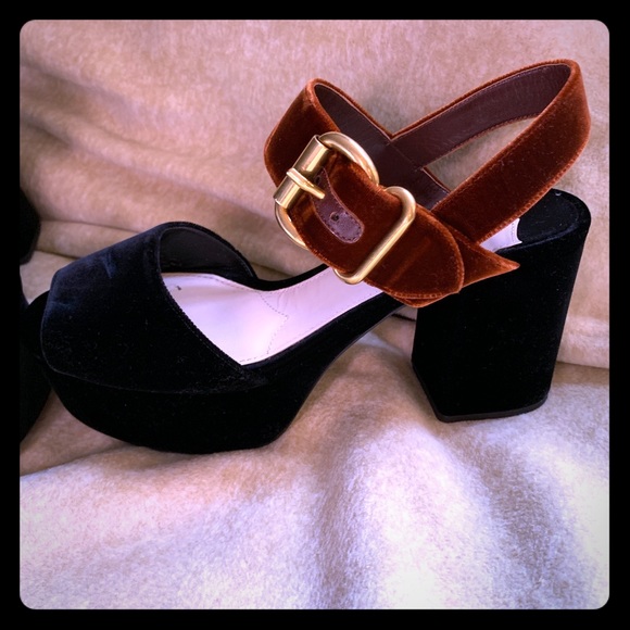 Prada Velvet Two Toned platform sandals - Picture 1 of 7